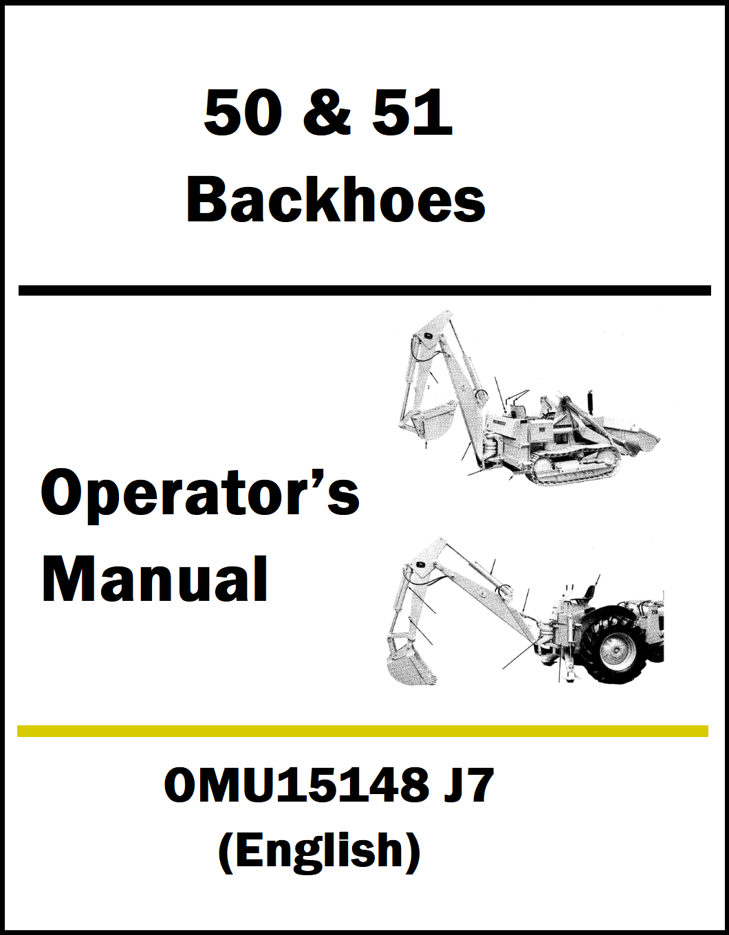 Operator's manual cover for 50 & 51 Backhoes with illustrations of backhoes on a white background.
