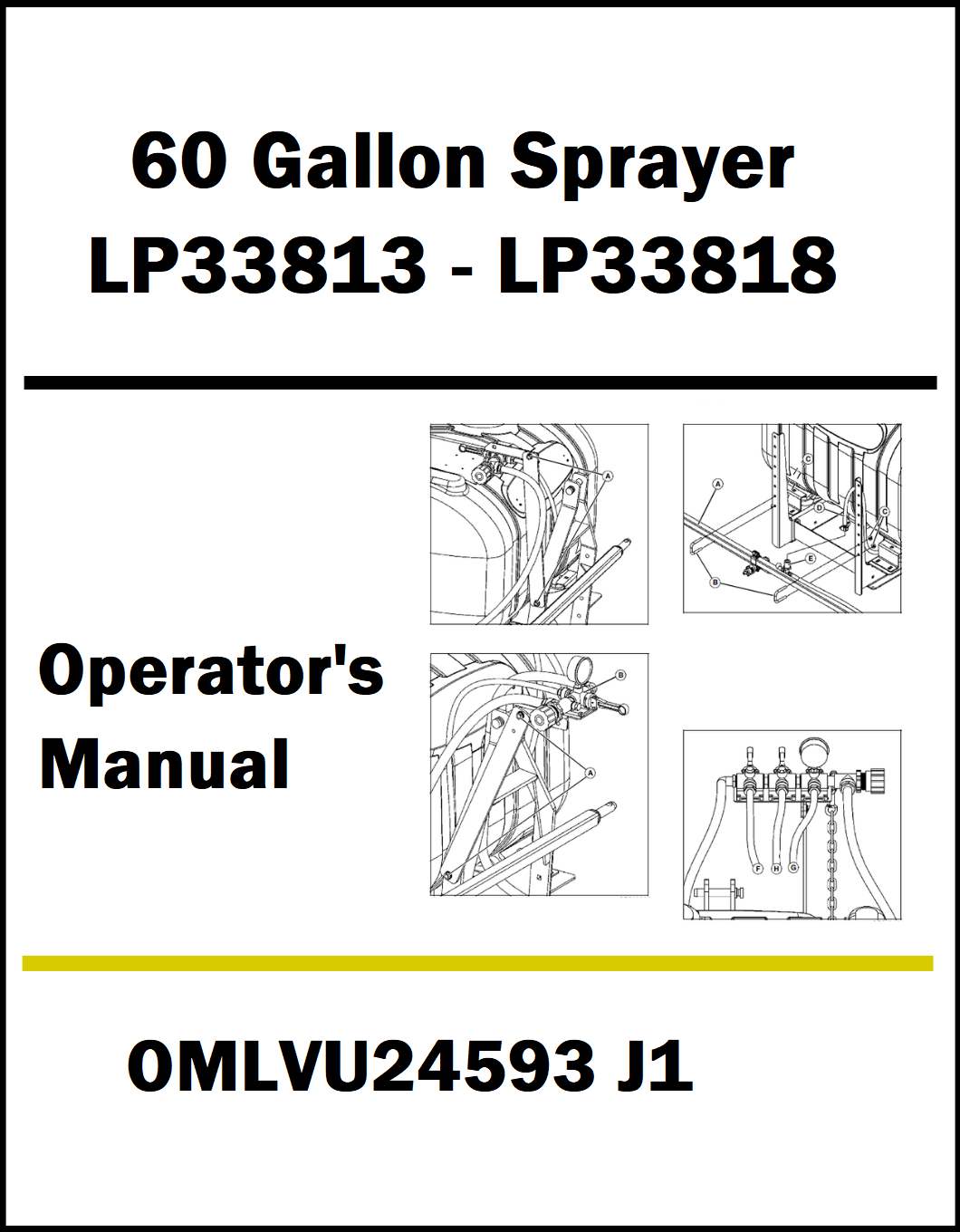 Cover of a 60 Gallon Sprayer operator's manual with technical illustrations and text.