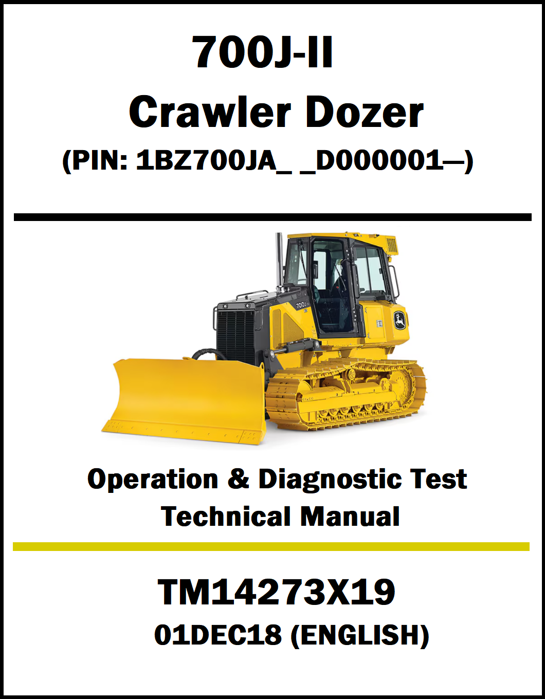 Technical manual cover for Caterpillar 700J-II Crawler Dozer with product details.