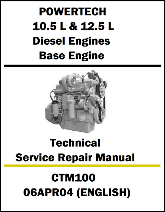 Technical service repair manual for PowerTech diesel engines on a white background