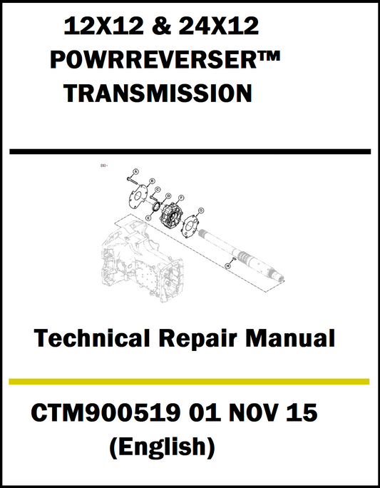 Technical repair manual for 12X12 & 24X12 POWRREVERSER TRANSMISSION with diagram on a white background.