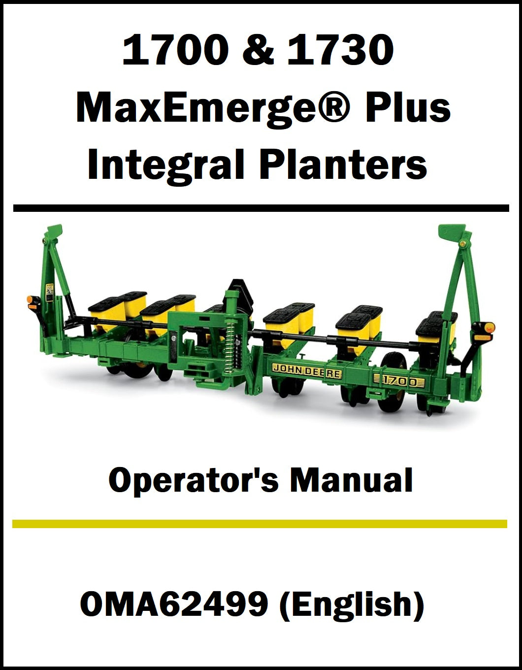 1700, 1730 Planter OMA62499 Operator's Manual Cover Pic in White Background