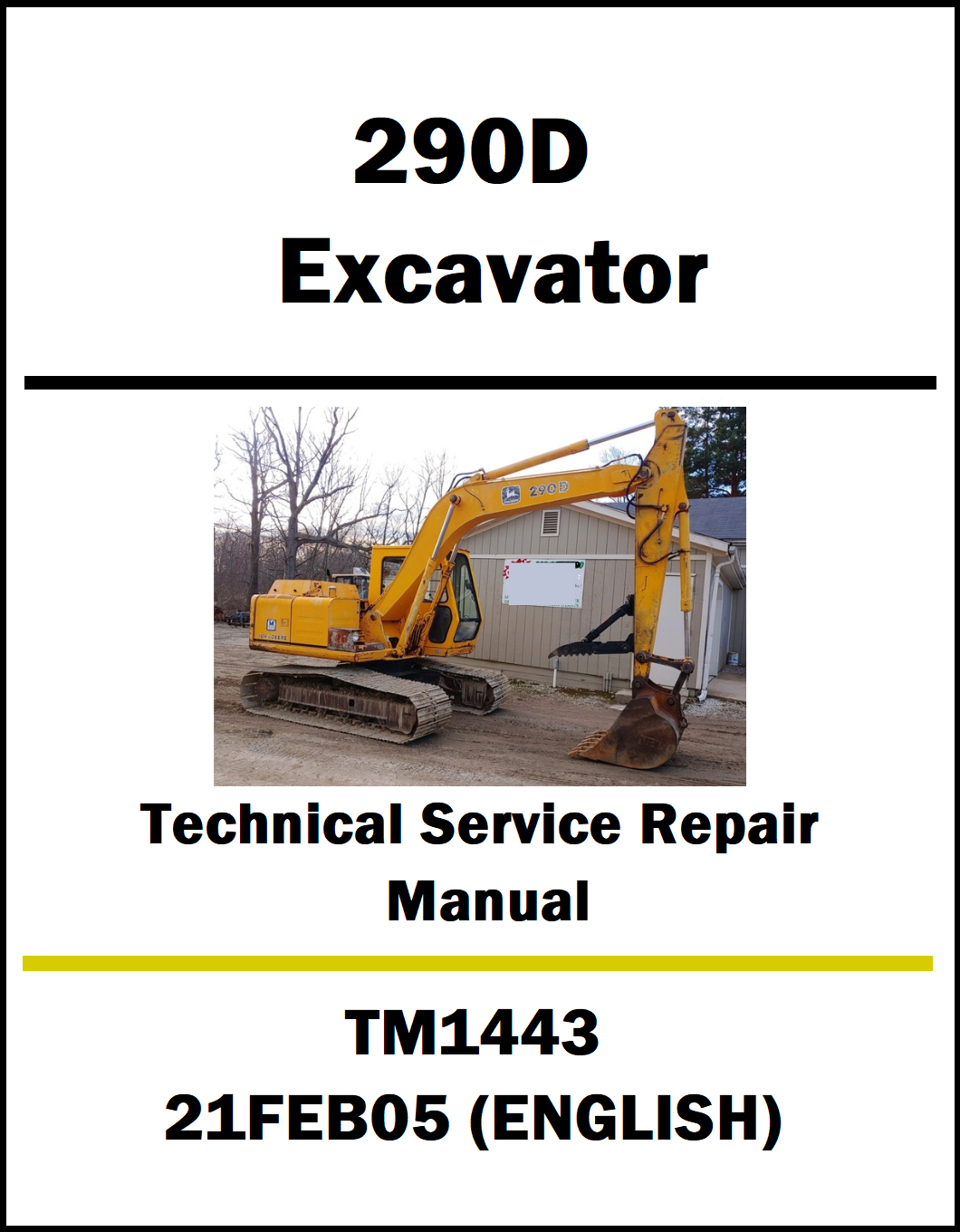 Cover of a technical service repair manual for a 290D excavator with an image of the excavator on a white background.