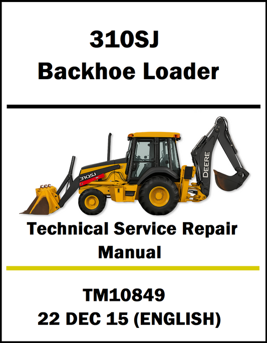 Technical service repair manual for 310SJ Backhoe Loader with a JCB illustration on a white background.