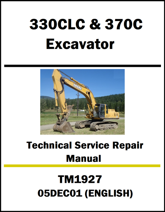 Technical service repair manual cover for 330CLC & 370C excavator with a picture of an excavator on a white background.