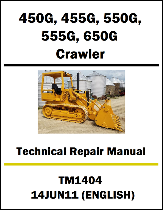 Technical repair manual cover for Caterpillar crawler tractors with a photo of a yellow tractor.