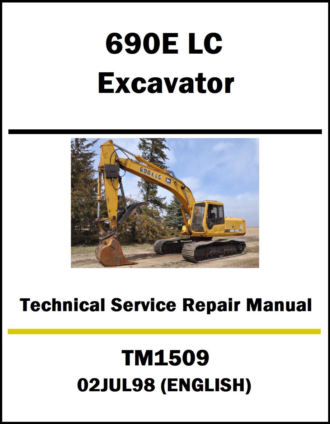 Technical service repair manual for 690E LC Excavator with a picture of the excavator on a white background.