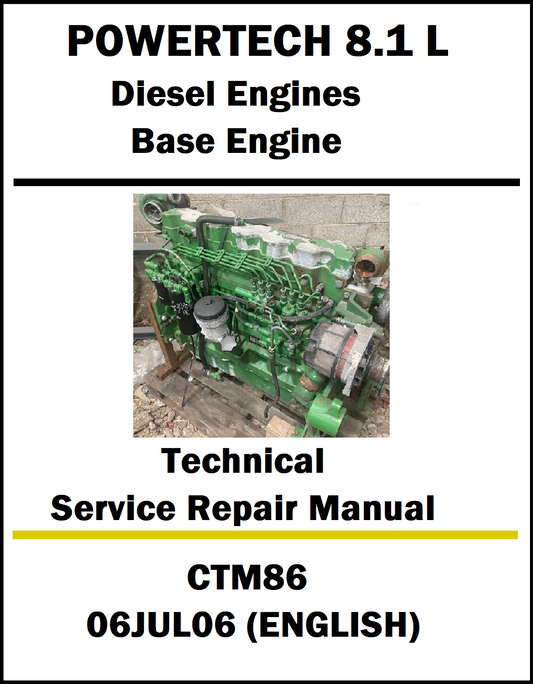 Technical service repair manual for PowerTech 8.1 L Diesel Engines on a white background
