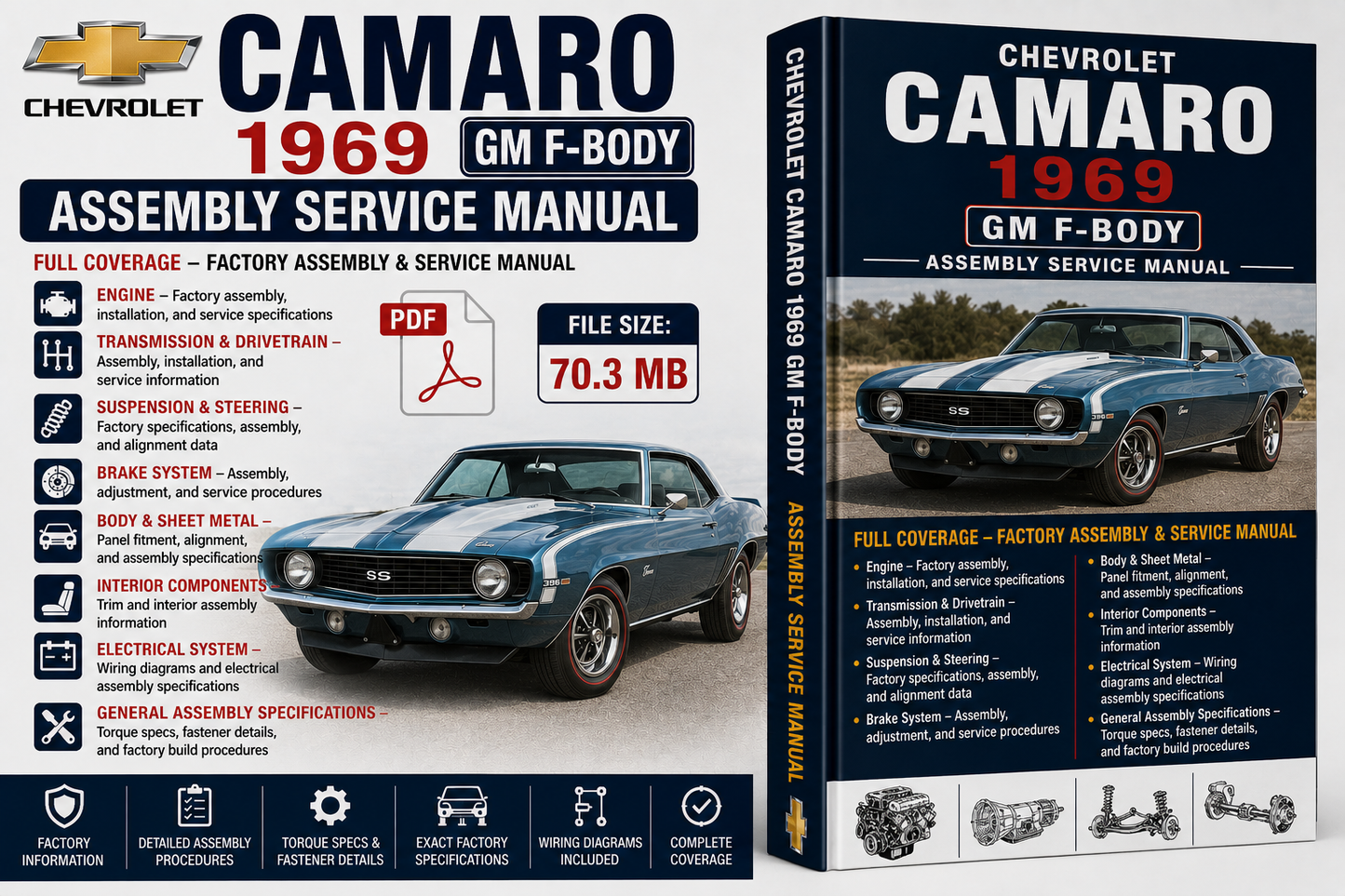 Chevrolet Camaro 1969 GM F-Body Assembly Service Manual PDF Cover Pic