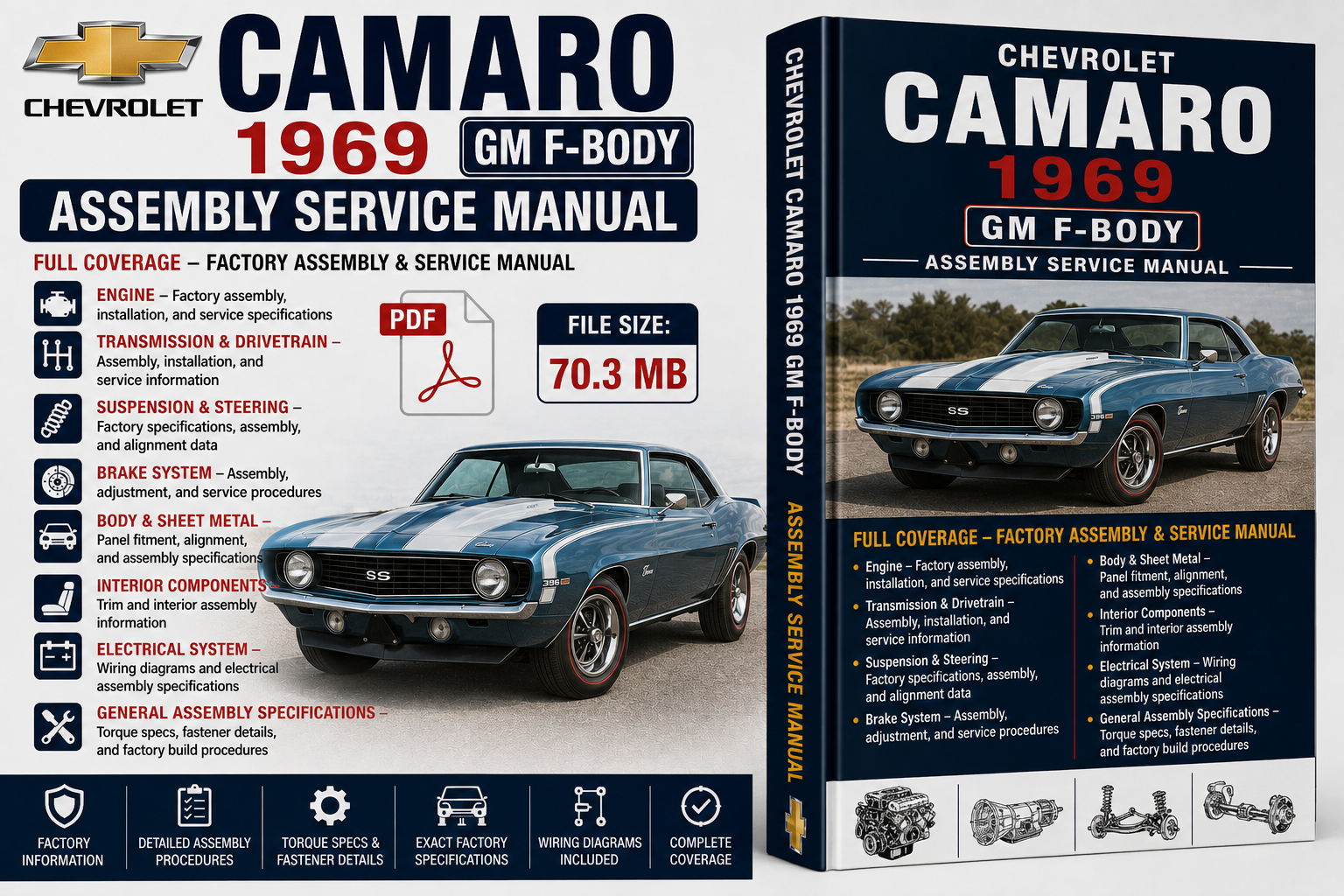 Chevrolet Camaro 1969 GM F-Body Assembly Service Manual PDF Cover Pic