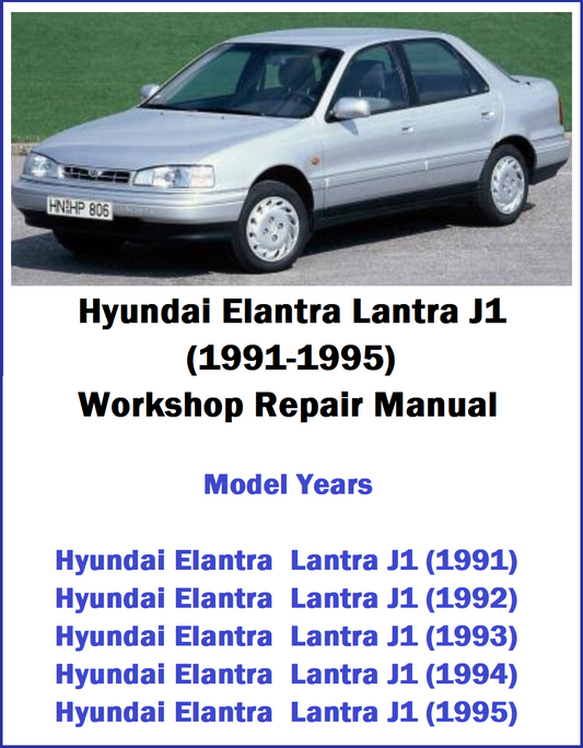 Hyundai Elantra Lantra J1 (1991-1995) Workshop Repair Manual Cover Pic