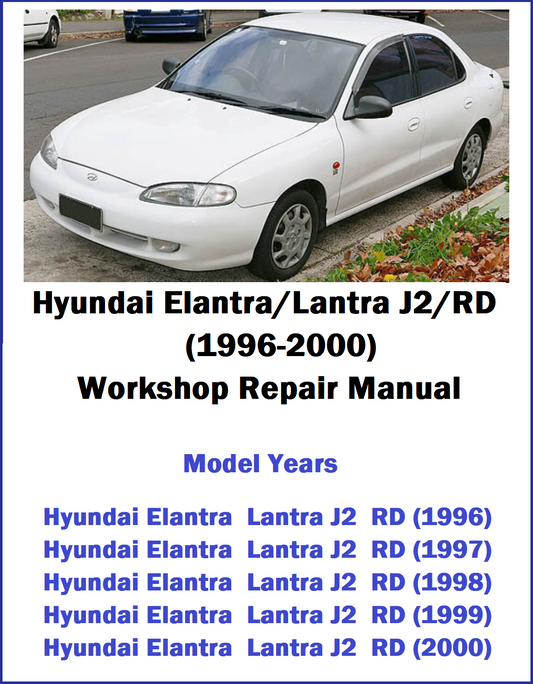 Hyundai Elantra Lantra J2 RD (1996-2000) Workshop Repair Manual Cover Pic