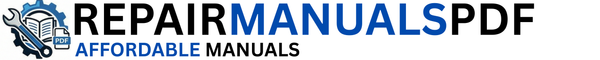 Logo for RepairManualsPDF with text and a gear icon on a white background